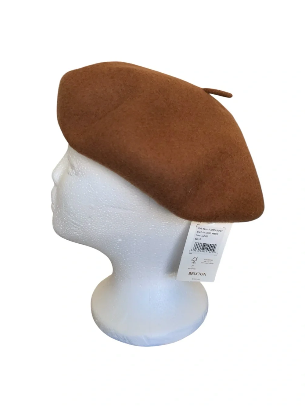 NWT Brixton Audrey Beret Amber Brown Wool French Parisian Hat Size Small